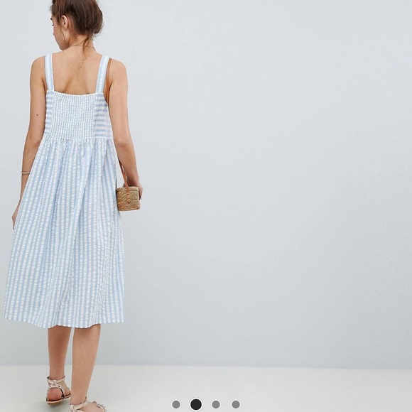 Asos blue and white striped midi dress size 2 - Picture 2 of 8
